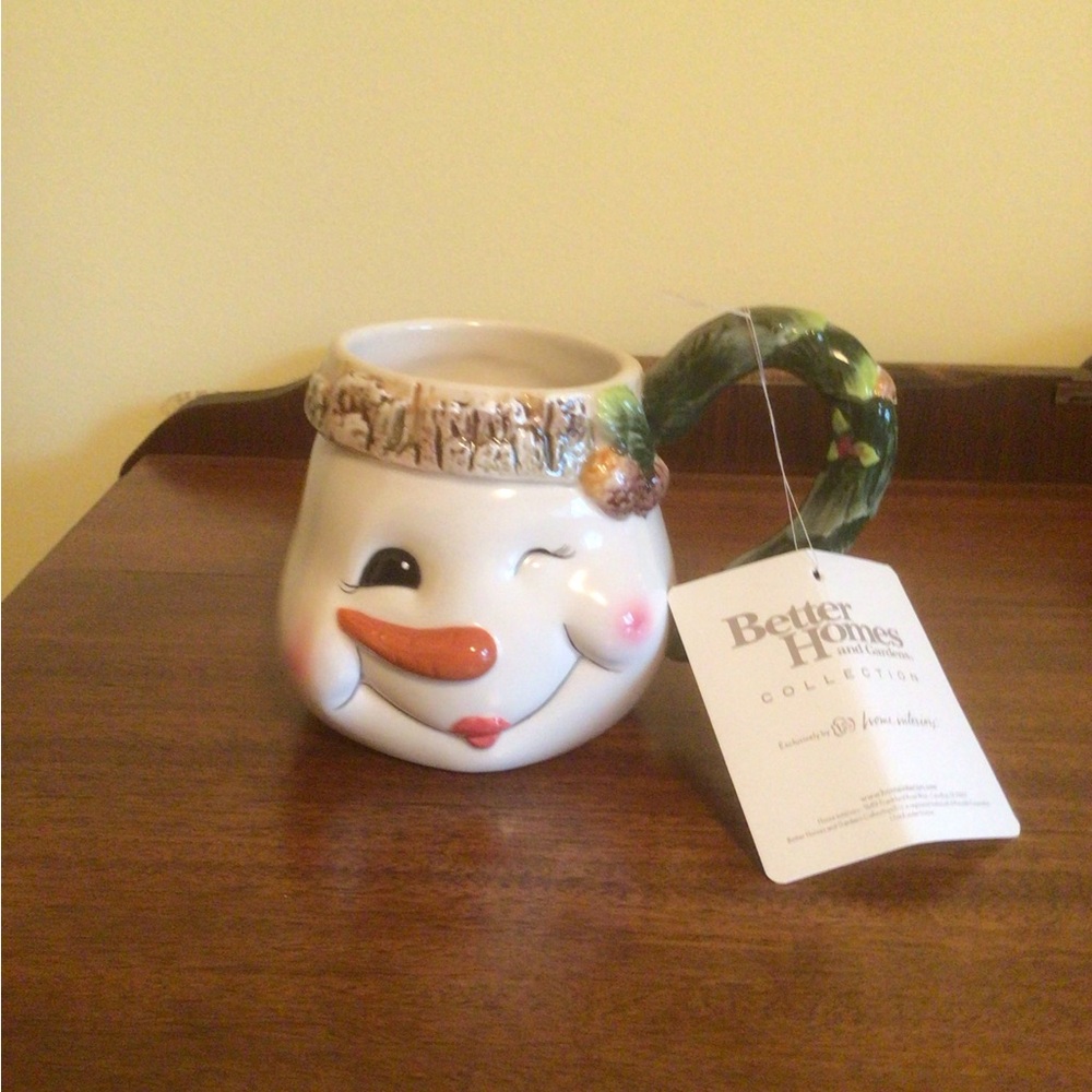 Snowman Mug with Green Wreath Handle